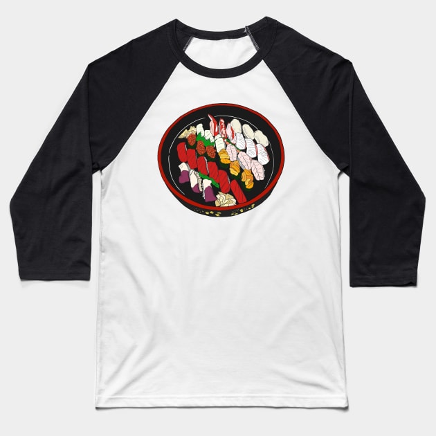 Master Sushi Set Baseball T-Shirt by lamaisondulapino